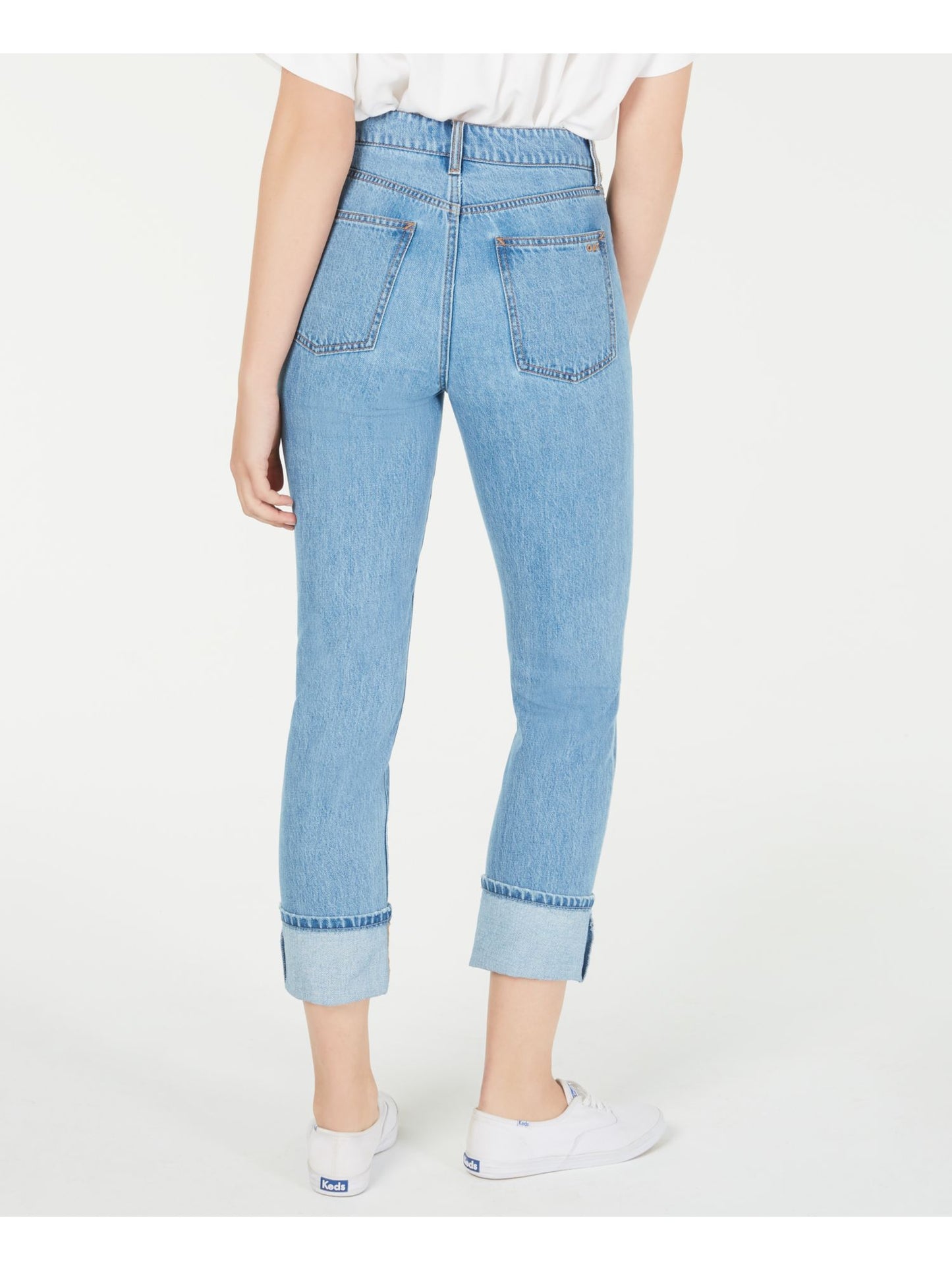 Oat Women's Cuffed Straight Leg Jeans Blue Size 29