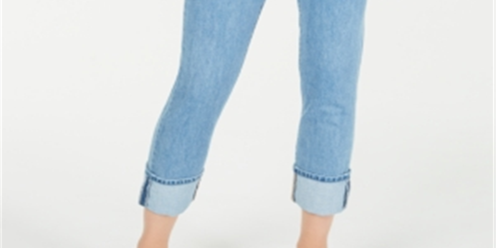 Oat Women's Cuffed Straight Leg Jeans Blue Size 29