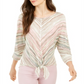 Style & Co Women's Stripe Front Tie Top Green Size Small