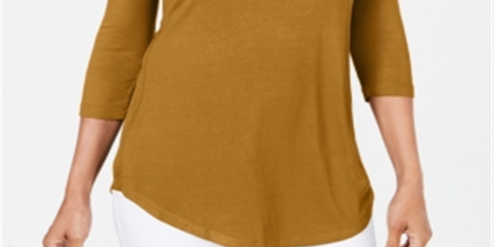 JM Collection Women's Cold Shoulder Top Yellow Size Small
