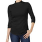 Charter Club Women's Knit Top Mock Neck 3/4 Sleeve Black Size XX-Large