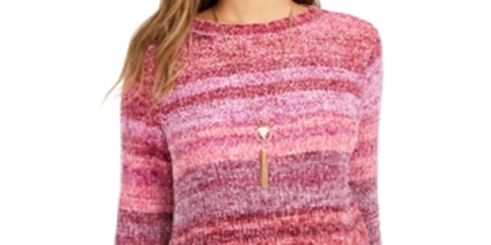 Style & Co Women's Crewneck Chenille Sweater Pink Size Petite L