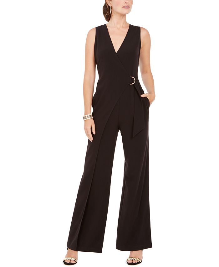 Vince Camuto Women's Jumpsuit Classic V Neck Hardware Black Size 10