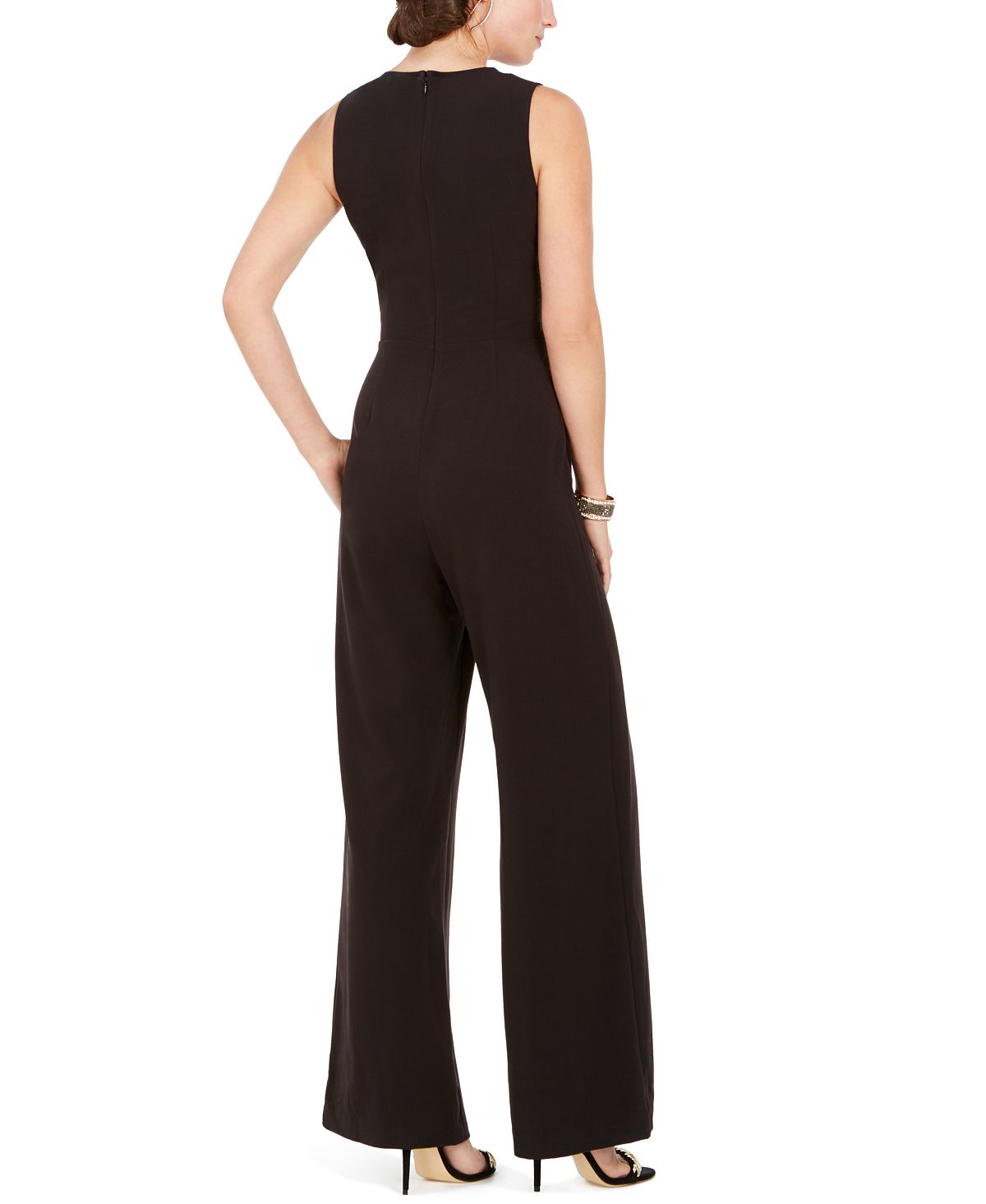 Vince Camuto Women's Jumpsuit Classic V Neck Hardware Black Size 10