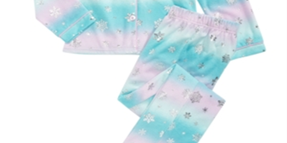 Max & Olivia Little & Big Girl's 2 Pc Snowflake Print Fleece Pajama Set Teal Size L