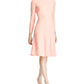 Ralph Lauren Women's Zippered Long Sleeve Jewel Neck Above the Knee Evening Fit Flare Dress Pink Size 8