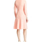Ralph Lauren Women's Zippered Long Sleeve Jewel Neck Above the Knee Evening Fit Flare Dress Pink Size 8