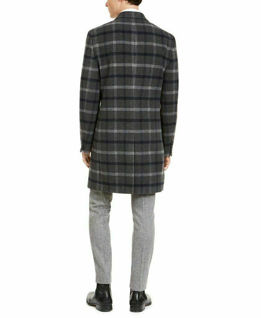 Tommy Hilfiger Men's Addison Wool Blend Modern Fit Top Coat Gray Size 44