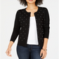 Charter Club Women's Pearl Embellished Cardigan Black Size Petite Small