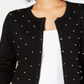 Charter Club Women's Pearl Embellished Cardigan Black Size Petite Small