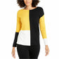 Alfani Women's Drop Shoulder Colorblocked Top Yellow Combo Size Petite XL