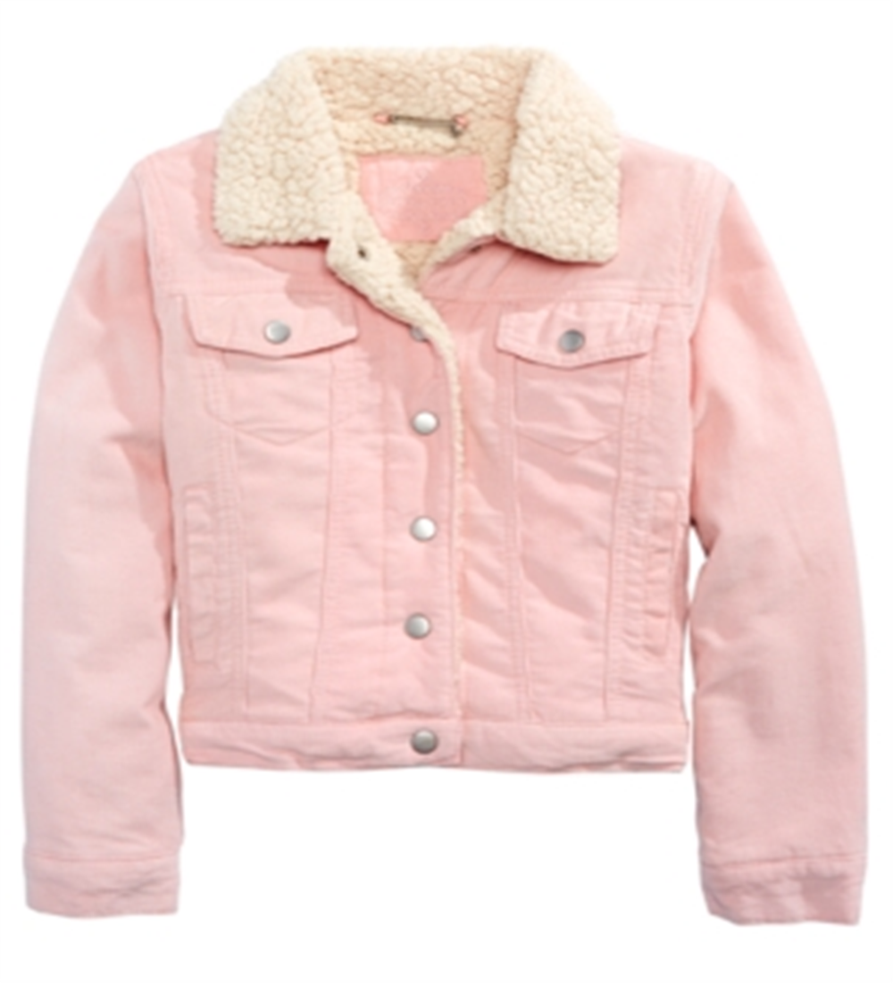 Jou Jou Big Girl's Sherpa Fleece & Corduroy Jacket Pink Size Small