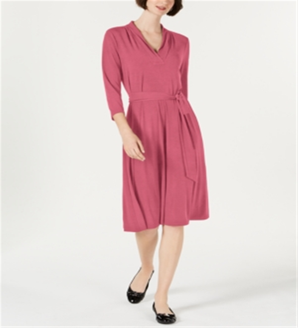 Charter Club Women's Solid MIDI Dress Pink Rose Size Petite XL