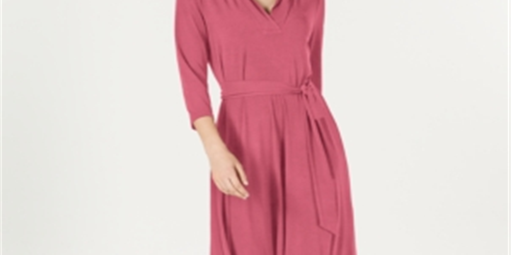 Charter Club Women's Solid MIDI Dress Pink Rose Size Petite XL