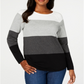 Karen Scott Women's Colorblocked Pullover Sweater Gray Size Medium
