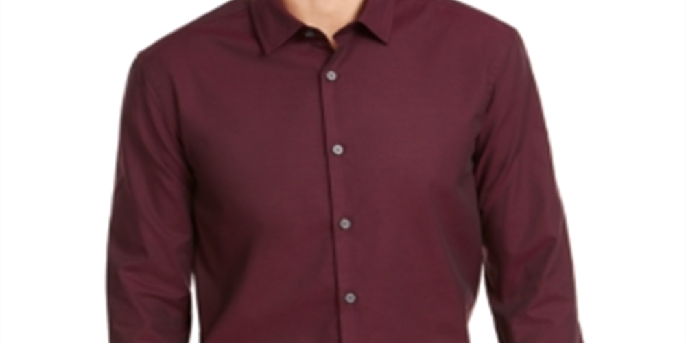Alfani Men's Collared Stretch Button-Down Shirt Red Size Small