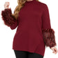 Alfani Women's Plus Faux Fur Cuff Tunic Mock Turtleneck Sweater Red Size 3X