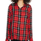 Sanctuary Women's Life of Party Plaid Blouse Button Down Top Red Size X-Small