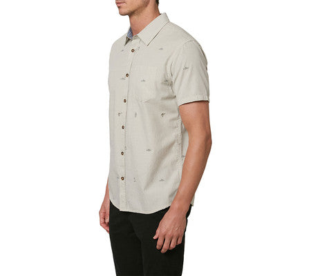 O'Neill Men's Reel Life Short Sleeve Button Down Shirt -Gray Size M