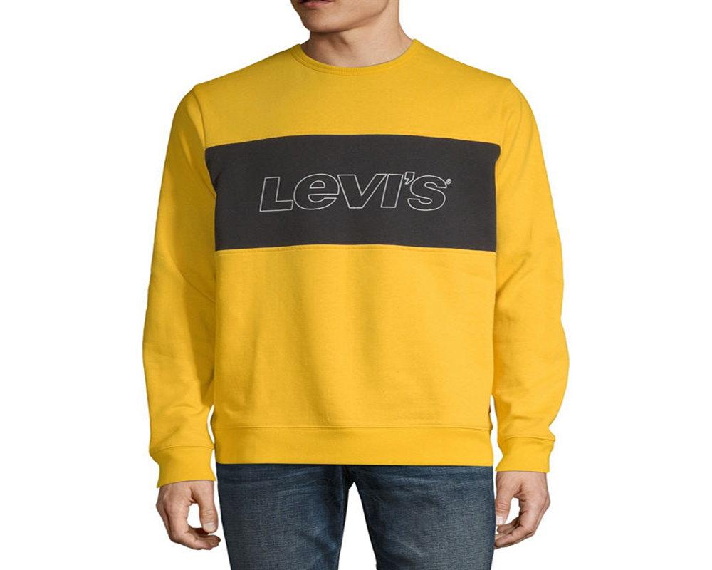 Levi's Men's Logo Crew Neck Sweatshirt Yellow Size XX-Large