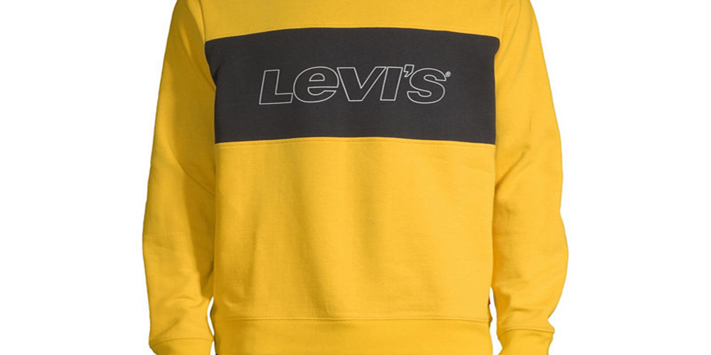 Levi's Men's Logo Crew Neck Sweatshirt Yellow Size XX-Large