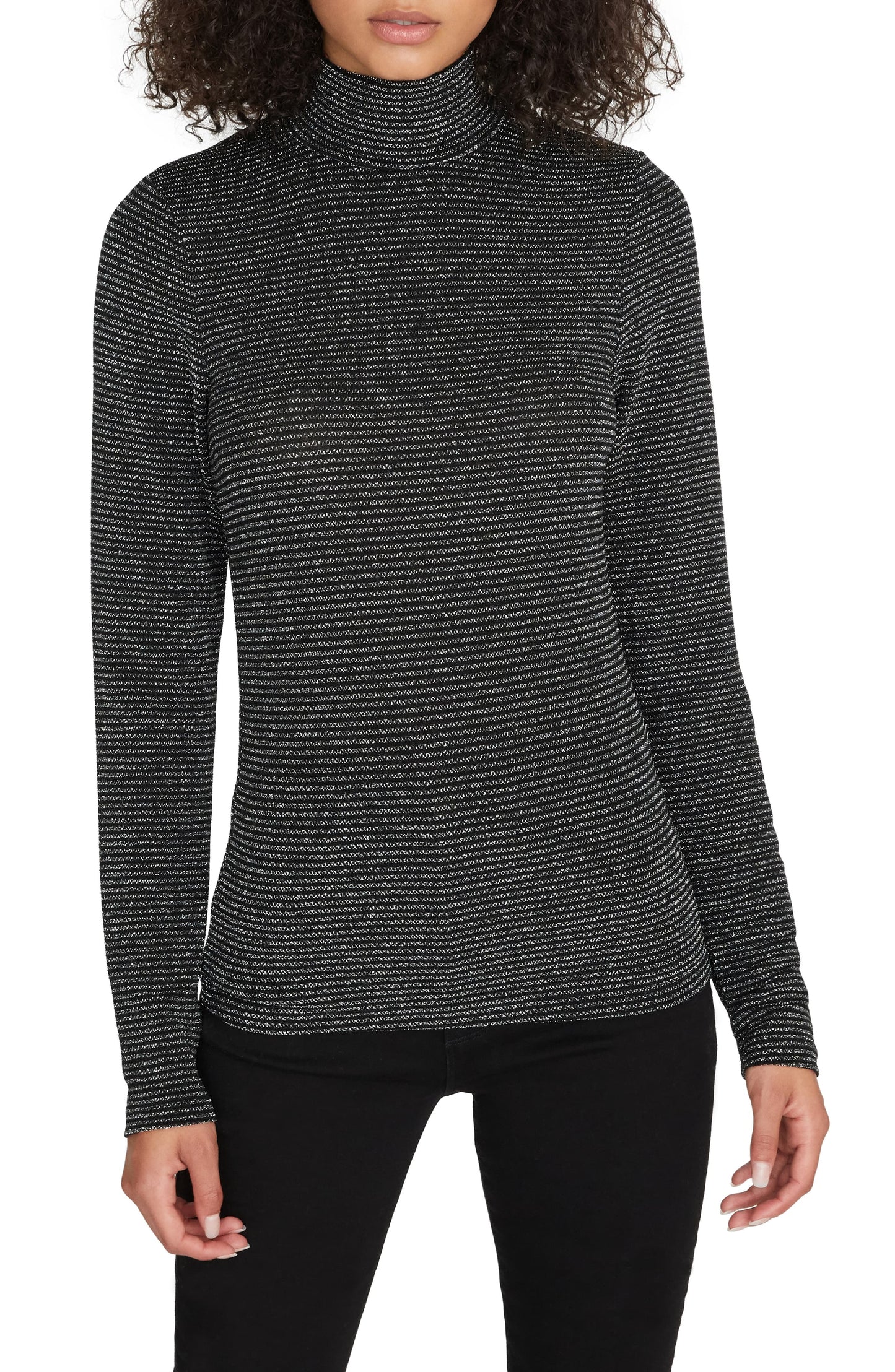 Sanctuary Women's Over the Rainbow Metallic Knit Top Black Size X-Small