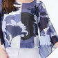 Alfani Women's Printed Angel Sleeve Top Blue Size Petite S/M