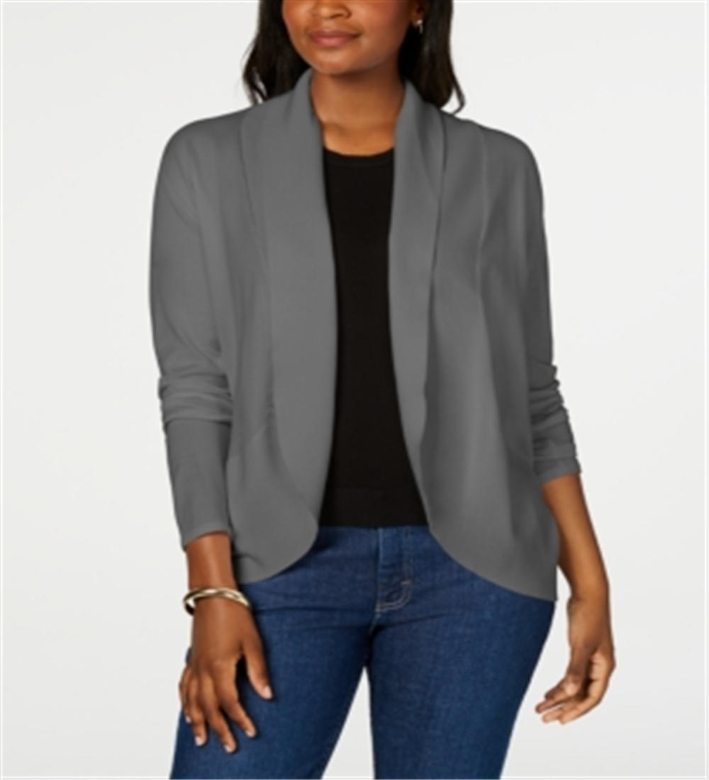 Karen Scott Women's Open Front Cardigan Gray Size Large