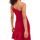 Bebe Women's Ruched Glitter Cocktail Dress Red Size Medium