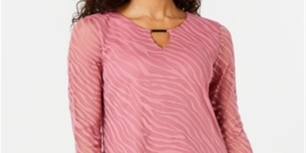 JM Collection Women's Animal Print Burnout Top Blue Size Petite XL