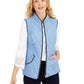 Charter Club Women's Quilted Stand Collar Vest Blue Size Small