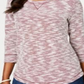 Karen Scott Women's Space Dye 3/4 Sleeve Top Red Size Petite Medium