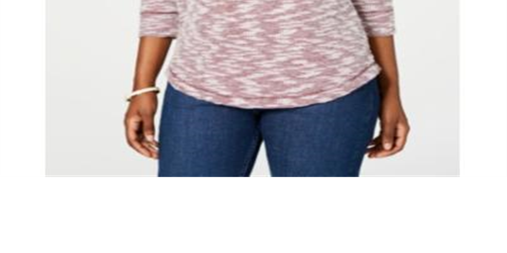 Karen Scott Women's Space Dye 3/4 Sleeve Top Red Size Petite Medium