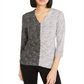 Alfani Women's Mixed Print Ruched Front Top Black Size Petite Small
