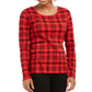 Charter Club Women's Cotton Plaid Top Red Size XX-Large