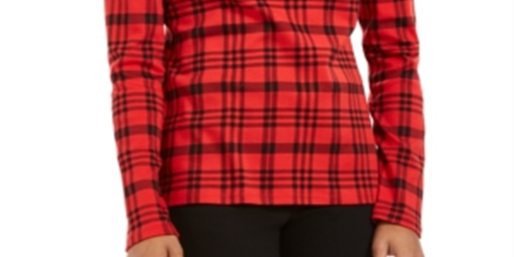 Charter Club Women's Cotton Plaid Top Red Size XX-Large