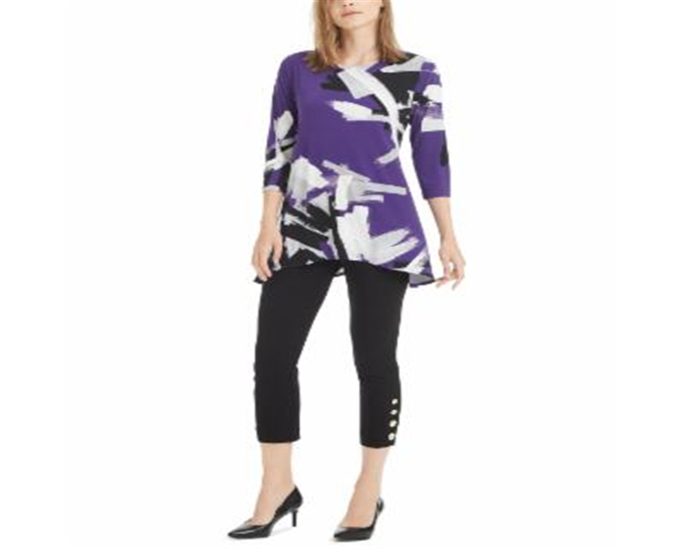 Alfani Women's Printed Swing Top Purple Size Petite L