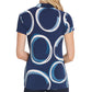 DKNY Women's Ruched Printed Short Sleeve V Neck Faux Wrap Top Blue Size XX-Large