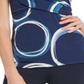 DKNY Women's Ruched Printed Short Sleeve V Neck Faux Wrap Top Blue Size XX-Large