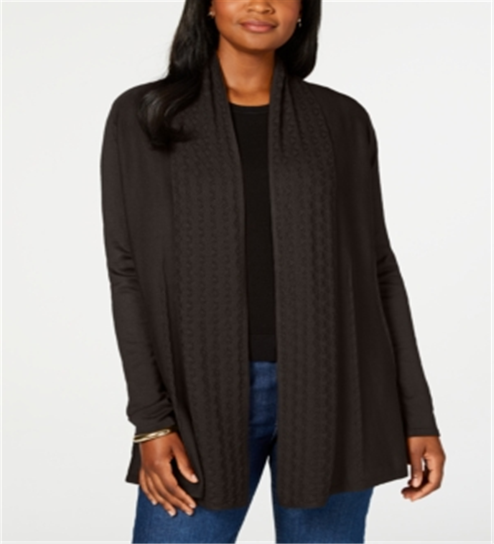 Karen Scott Women's Open Front Cardigan Brown Size Small