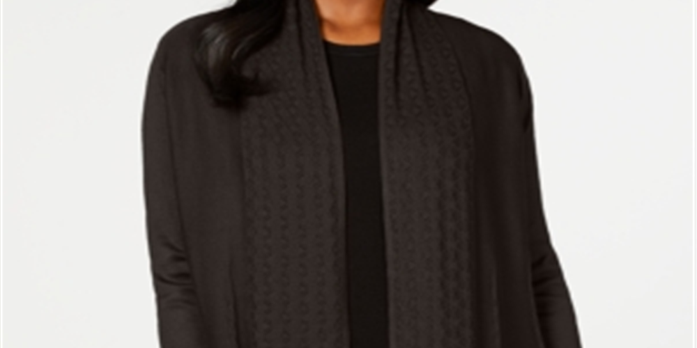 Karen Scott Women's Open Front Cardigan Brown Size Small