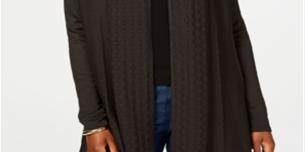 Karen Scott Women's Open Front Cardigan Brown Size Small