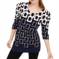 Alfani Women's Printed Tunic Navy/multi Size -Petite L