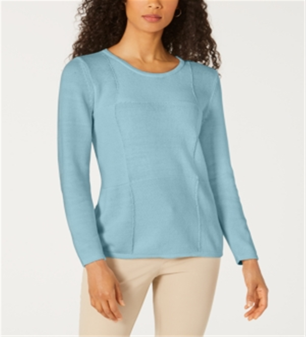 Karen Scott Women's Patchwork Stitch Pullover Sweater Blue Size XX-Large