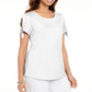 Karen Scott Women's Tie Sleeve T-Shirt White Size X-Small