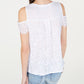 INC International Concepts Women's Lace Cold Shoulder Top White Size Small