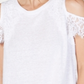 INC International Concepts Women's Lace Cold Shoulder Top White Size Small