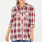 Style & Co Women's Plaid Tunic Red Size Large
