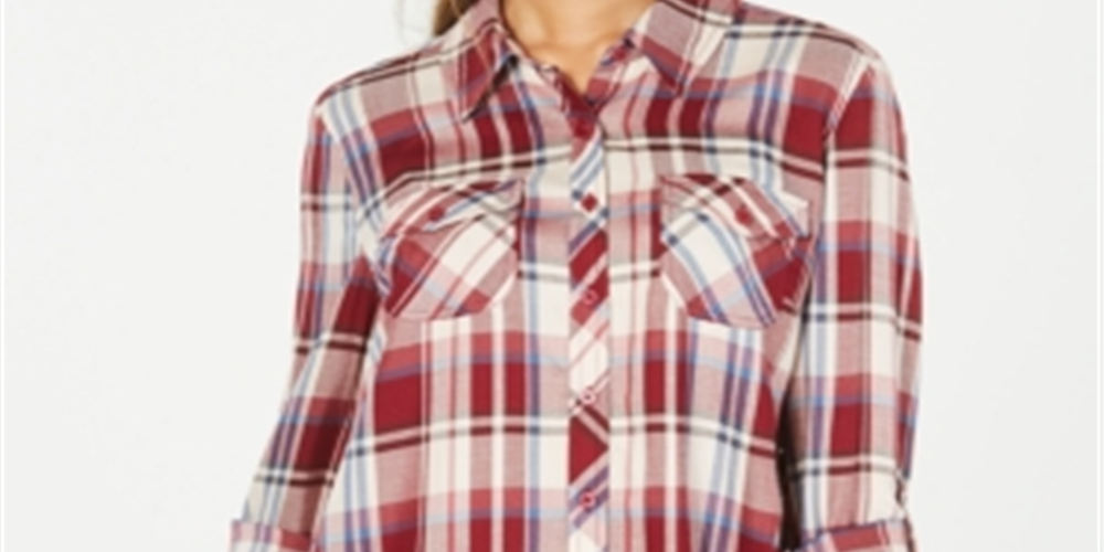 Style & Co Women's Plaid Tunic Red Size Large