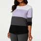 Karen Scott Women's Colorblocked Pullover Sweater Purple Size Medium